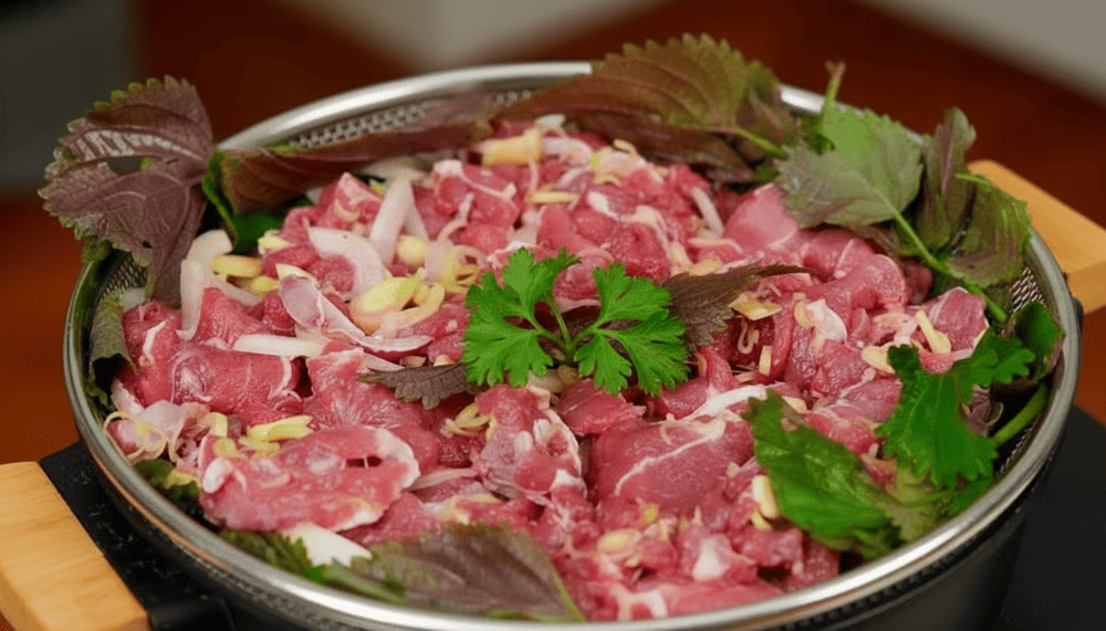 Bò hấp lá tía tô